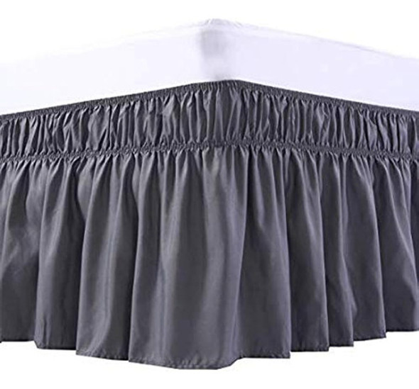 ~? Wrap Around Elastic Bed Skirt Queen Size 12 Inch Drop Dar 0