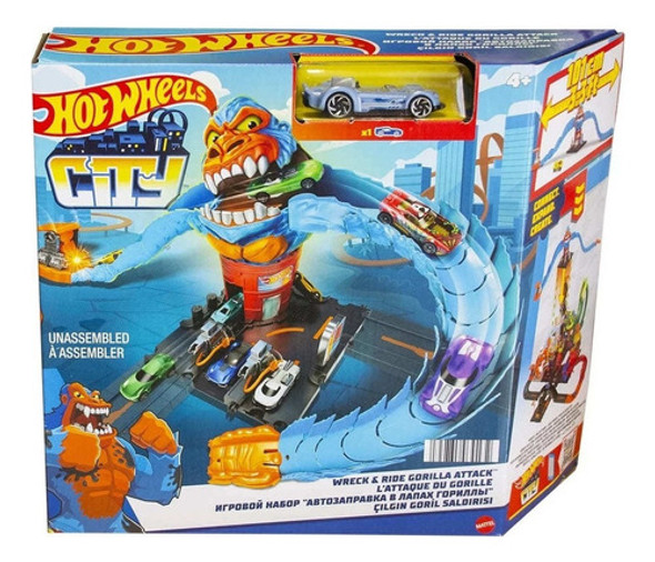 Pista Hot Wheels City Posto Ataque Do Gorila - Mattel Hdr30 0