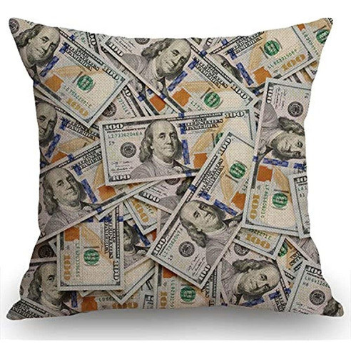 Swono Hundred Dollar Bill Farmhouse Funda De Almohada 18x18 0