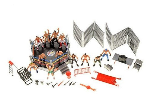 Figura De Juguete De Lucha De Powertrc Set W / Ring (12 Figu 1