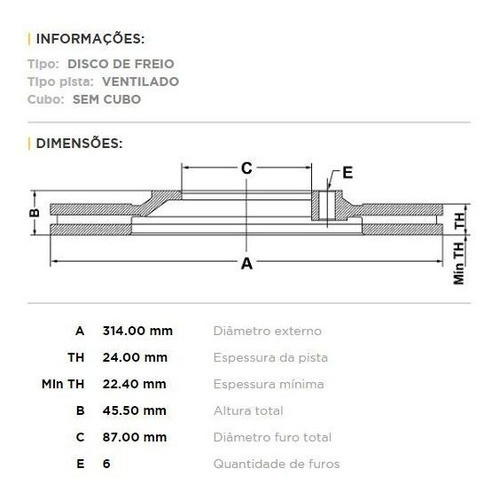 Par Disco Freio Dianteiro L200 Sport Outdoor 2003 A 2011 1