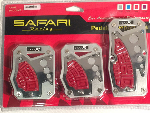 Pedaleras 3pzs  Auto Metal & Goma Rojas Deportivas Tuning 0