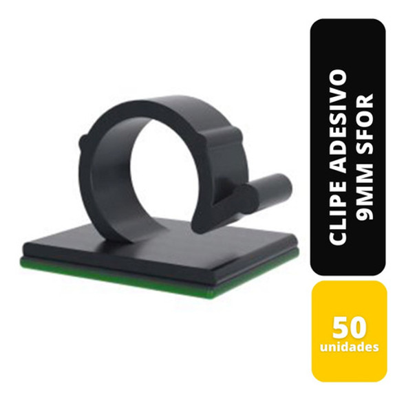 Kit C/50 Clipe Adesivo 9mm Preto Sfor 1