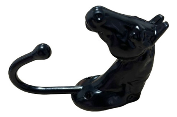 Gancho Em Alumínio Cabeça De Cavalo Cor Preto + Kit Fixação 0
