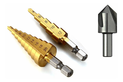 Kit 2 Mechas Escalonadas Y Avellanador 16mm P/metal 0