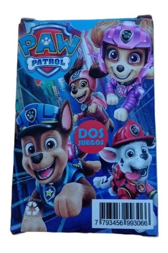 Cartas Infantiles X15 Mazos Paw Patrol Naipes P/ Souvenir 0
