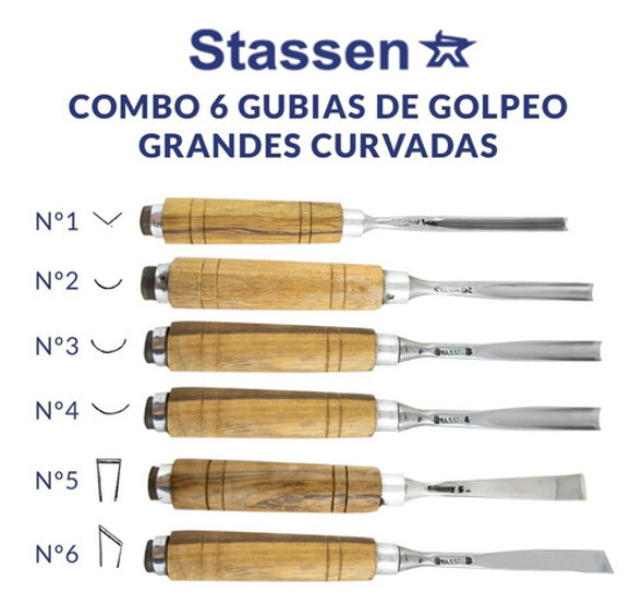 6 Gubia Golpeo Stassen Serie 2400 Profesional Madera Dura 0