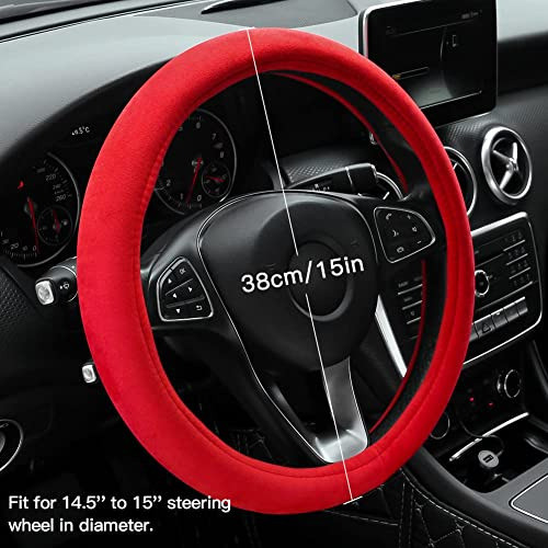 Funda Para Volante Suave De Terciopelo Rojo (38cm) 1
