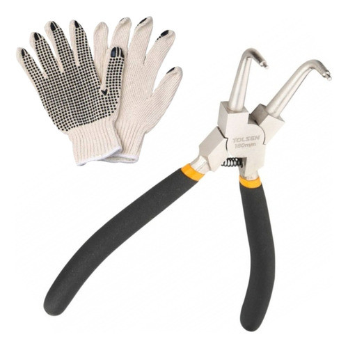 Alicate Tolsen Curvo Para Anillos Internos 180mm 7 Pulgadas 0