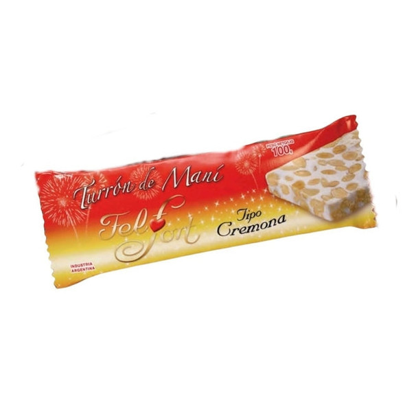 FelFort Turrón de Mani Tipo Cremona Peanut Nougat Cremona Type, 100 g / 3.52 oz