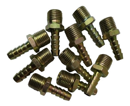 Oferta 10 Conectores Niples Rosca Macho 1/4 A Manguera 10mm 0