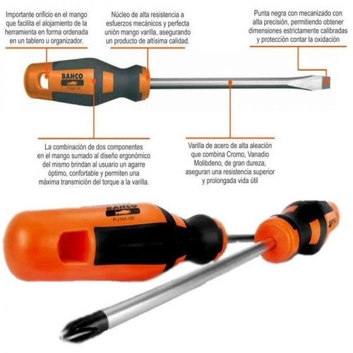 Destornillador Bahco Ergo Plano P-3155-125 5mm Uso Intensivo 1