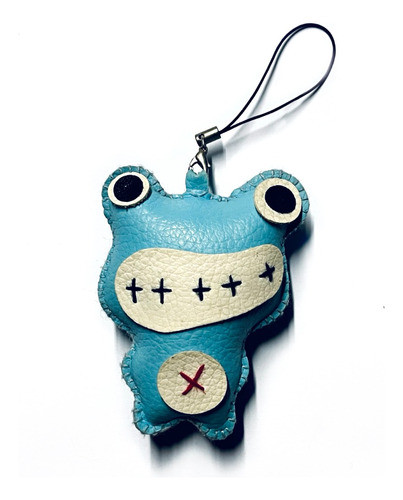 Muñeco Monstruo Ecocuero Relleno Azul Colgante 0
