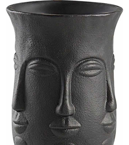 Vaso/ Cachepot  Cimento Preto Faces/rostos - Tam. 30 X 15cm 1