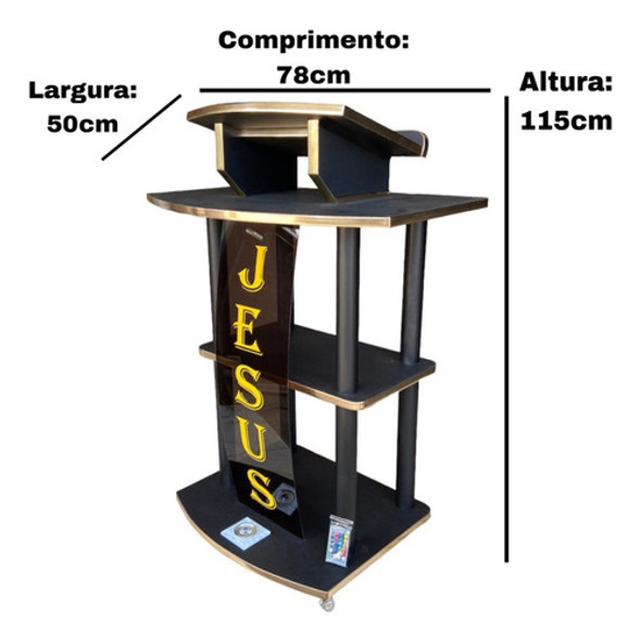 Púlpito De Madeira 12x Sem Juros C/led Colorida Frete Grátis 1