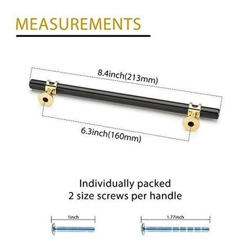 10 Tiradores De Aluminio Y Zinc De 213mm - Negro Y Dorado 1