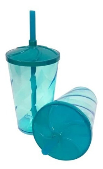 18 Vasos Twister 300 Ml Con Tapa Y Sorbito 1
