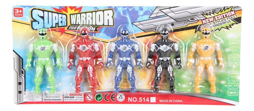 Set Muñecos Guerreros Power Super Heroes X 5 U. Juguete 0