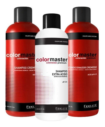 Kit Fidelite Colormaster Shampoo Acido+ Neutro+ Acond. Acido 0