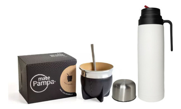 Set Matero Termo Media Manija Blanco  Mate Termico Pampa 0