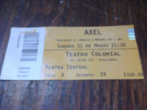Entrada Axel 2012 - Teatro Colonial 0