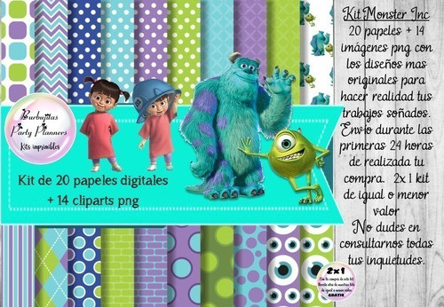 Papeles Y Cliparts Monster Inc Kit Imprimible 1