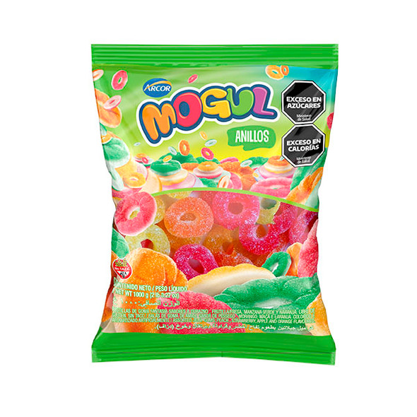 Mogul Gomitas Anillos Little Rings Candies Gummies Assorted Flavors Apple, Orange, Peach & Strawberry , 1 kg / 2.2 lb