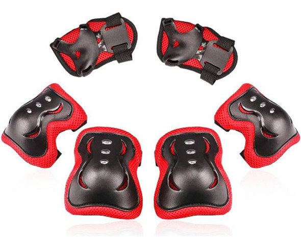 Rodilleras Coderas Muñequeras - Set Protección Infantil Rojo 0