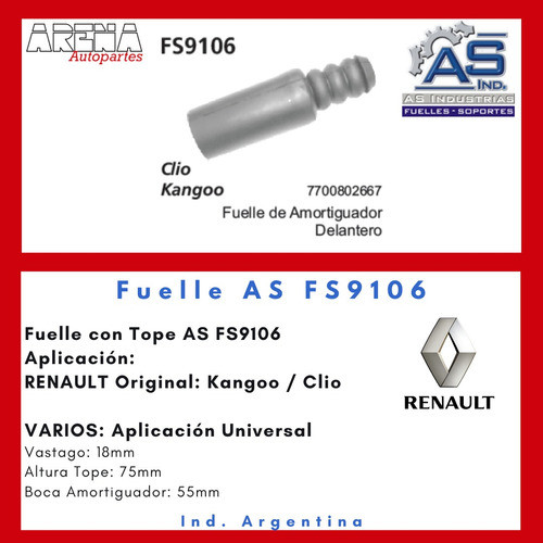 Tope + Fuelle Amortiguador Vastagos 18mm  Universal - Fs9106 1