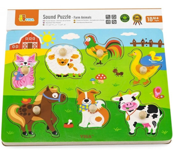Puzzle Con Sonido Animales Para Niños De Madera Viga 0