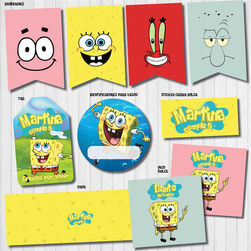 Kit Imprimible Personalizado Bob Esponja Candy Deco Invitac 1