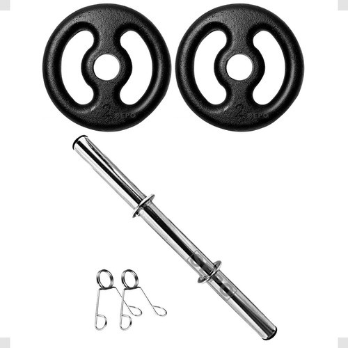 Kit Anilhas 2 Un 2kg Com Barra 40 Cm Exercícios Treino Casa 0