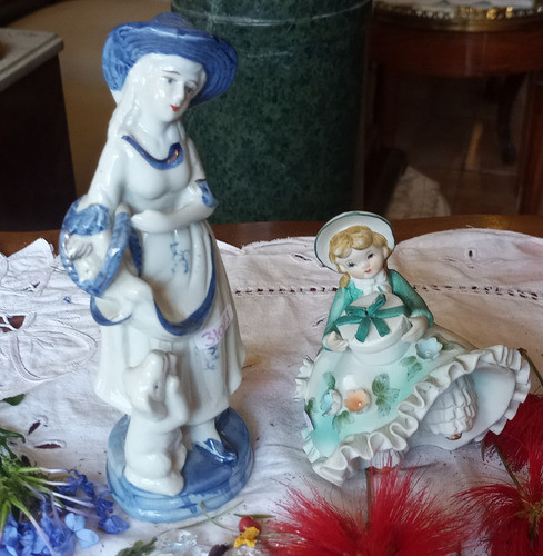 Antiguo Adorno Porcelana Japan Figuras X 2unid N310 0