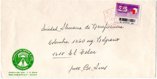 1992 Sobre Con Oblea Oca Postal De Resistencia, Chaco 0