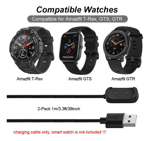 Paquete De 2 Cargadores Para Reloj Amazfit T-rex Gtr 1
