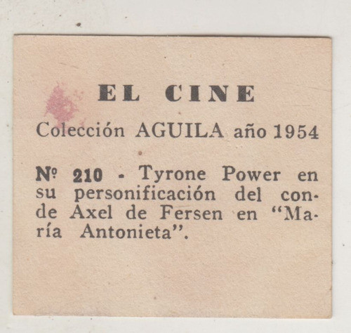 1954 Cine Tarjeta Tyrone Power Maria Antonieta Unica Uruguay 1