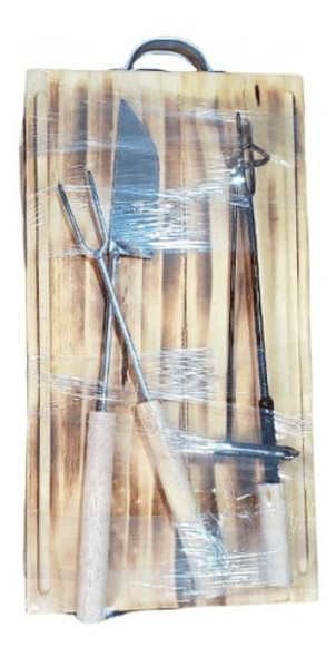 Tabla Madera C/herra + Cuchillo + Tenedor + Ten/ Chorizero 0