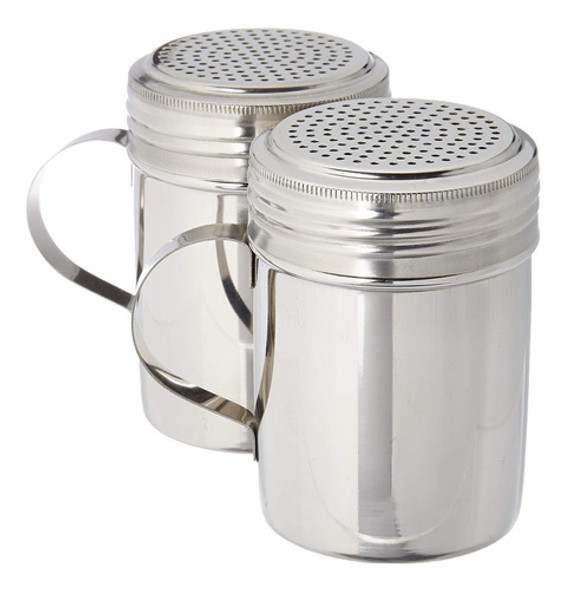 Kit 2 Polvilhadores Inox Confeiteiros Canela Em Pó Com Alça 0