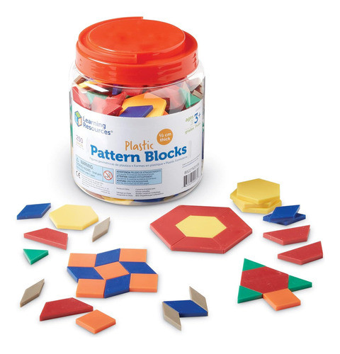 Recursos De Aprendizaje Plastic Pattern Blocks (set Of 250) 0