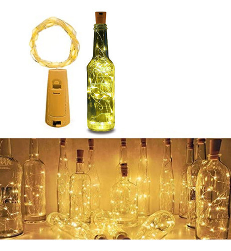Corcho Tapon Alambre Luminoso Pico Botella Luz Calida Inalam 0