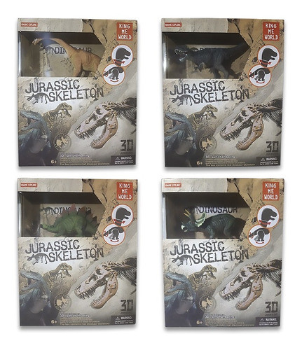Set Dinosaurios X2 Esqueleto Y Muñeco 3d Cretaceous Wabro 0