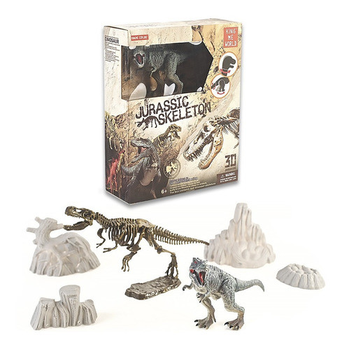 Set Dinosaurios X2 Esqueleto Y Muñeco 3d Cretaceous Wabro 1