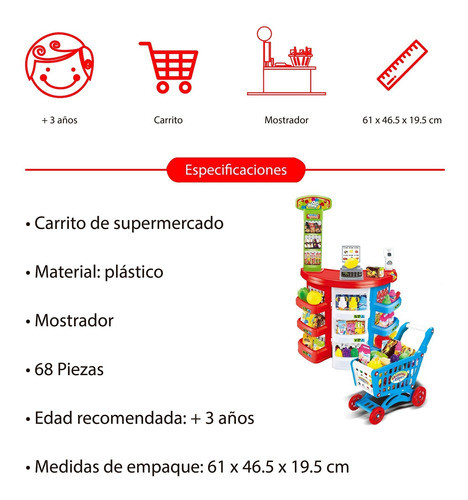 Supermercado Mostrador Carrito 68 Pz Flaber 1