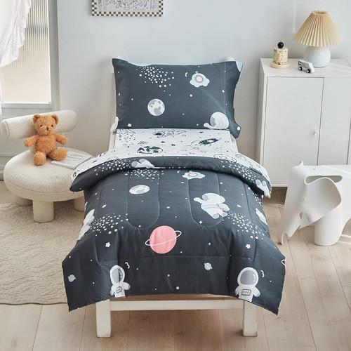 4 Piezas De Ropa De Cama Para Niños Pequeños Set Space Theme 0