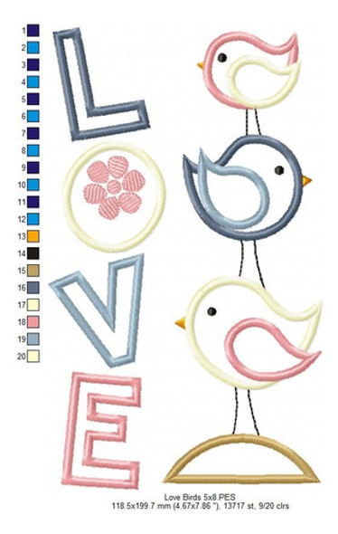 Matriz Para Bordados Maquina Pájaros Love Pajaritos Amor 794 1