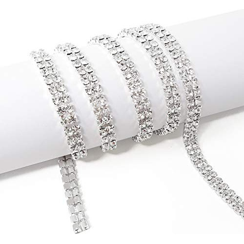 Tira De Strass 4mm De 2 Filas -  90cm  Plateado 0