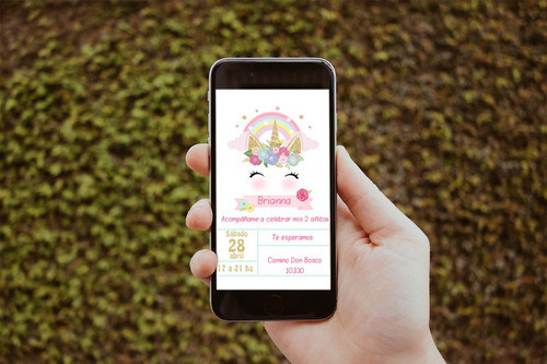 Invitación Digital Unicornio, Para Imprimir O Whatsapp 1