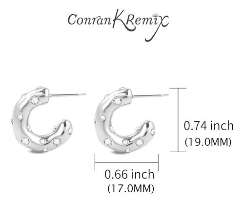 Pequeños Pendientes De Aro Grueso De Plata Diamond Lightweig 1