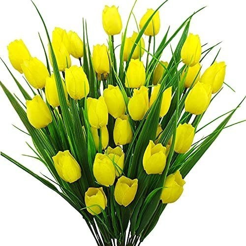 Tulipanes Artificiales X8ramos (5tallos-flores C/u) Amarillo 0