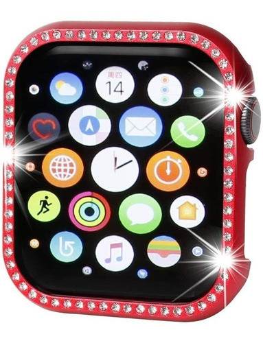 Protector Para Apple Watch Series 7 41mm Rojo Con Strass 0